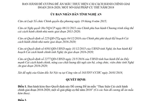 Quyết định 377/QĐ-UBND 2018 Đề cương Đề án mẫu thực hiện Cải cách hành chính Nghệ An