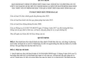 Quyết định 05/2018/QĐ-UBND tổ chức sát hạch lái xe mô tô hạng A1 cho người đồng dân tộc Gia Lai