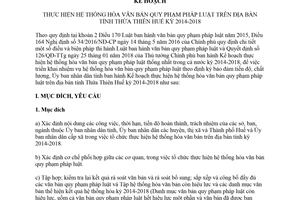 Kế hoạch 43/KH-UBND 2018 thực hiện hệ thống hóa văn bản quy phạm pháp luật Huế 2014 2018
