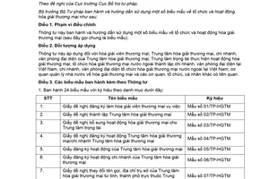 Thông tư 02/2018/TT-BTP hướng dẫn sử dụng biểu mẫu về tổ chức và hoạt động hòa giải thương mại