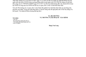 Công văn 15/BXD-KHTC 2018 thực hiện chuyển đổi mục lục ngân sách nhà nước