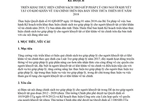 Kế hoạch 30/KH-UBND 2018 thực hiện chính sách trợ giúp pháp lý cho người khuyết tật Huế