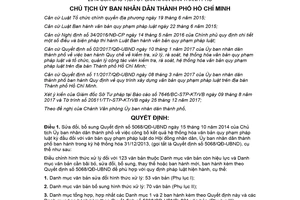 Quyết định 779/QĐ-UBND 2018 sửa đổi 5068/QĐ-UBND hệ thống hóa văn bản Hồ Chí Minh