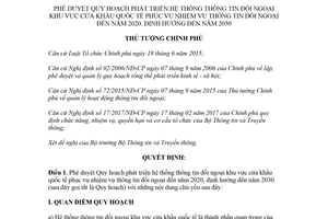 Quyết định 273/QĐ-TTg 2018 Quy hoạch hệ thống thông tin đối ngoại khu vực cửa khẩu quốc tế