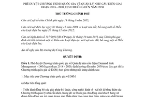 Quyết định 279/QĐ-TTg 2018 phê duyệt Chương trình quốc gia về Quản lý nhu cầu điện