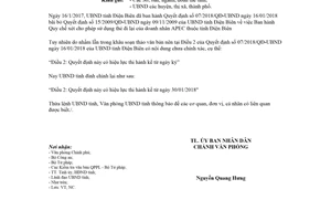 Công văn 191/UBND-NC 2018 đính chính văn bản 07/2018/QĐ-UBND Điện Biên