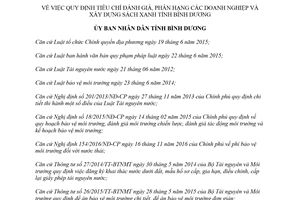 Quyết định 05/2018/QĐ-UBND tiêu chí phân hạng doanh nghiệp và xây dựng Sách Xanh Bình Dương