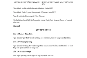 Nghị định 31/2018/NĐ-CP hướng dẫn Luật Quản lý ngoại thương về xuất xứ hàng hóa