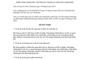Nghị quyết 18/NQ-CP 2018 phiên họp Chính phủ thường kỳ tháng 02