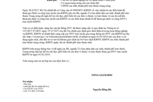 Công văn 410/KBNN-KSN 2018 thông báo chính thức cung cấp dịch vụ công trực tuyến