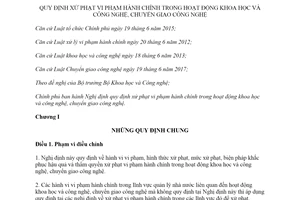 Nghị định 51/2019/NĐ-CP xử phạt vi phạm hành chính trong hoạt động khoa học và công nghệ