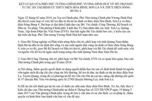 Thông báo 92/TB-VPCP 2018 kết luận Phó Thủ tướng đầu tư dự án tái định cư thủy điện Hòa Bình