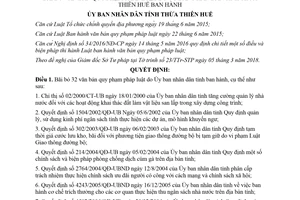 Quyết định 17/2018/QĐ-UBND bãi bỏ văn bản quy phạm pháp luật Ủy ban nhân dân Huế
