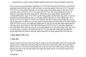 Kế hoạch 58/KH-UBND 2018 bảo đảm an toàn thực phẩm trong lĩnh vực nông nghiệp Hà Nội