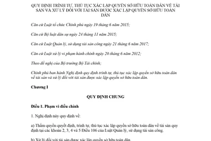 Nghị định 29/2018/NĐ-CP trình tự thủ tục xác lập quyền sở hữu toàn dân về tài sản