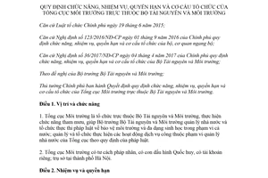 Quyết định 15/2018/QĐ-TTg quy định chức năng nhiệm vụ quyền hạn của Tổng cục Môi trường