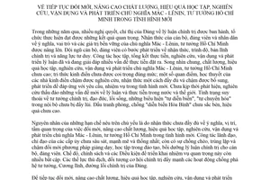 Chỉ thị 23-CT/TW 2018 tiếp tục đổi mới nâng cao chất lượng hiệu quả học tập chủ nghĩa Mác Lênin