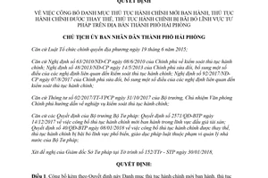 Quyết định 358/QĐ-CT 2018 công bố danh mục thủ tục hành chính lĩnh vực tư pháp Hải Phòng