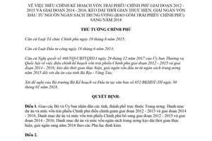 Quyết định 280/QĐ-TTg 2018 điều chỉnh Kế hoạch vốn trái phiếu Chính phủ