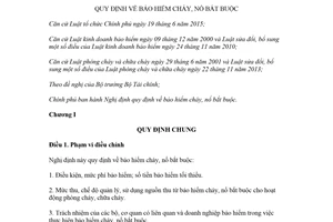 Decree 23/2018/ND-CP on compulsory fire and explosion insurance