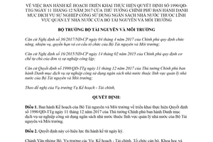 Quyết định 410/QĐ-BTNMT 2018 thực hiện 1990/QĐ-TTg dịch vụ công sử dụng ngân sách nhà nước