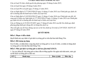 Quyết định 10/2018/QĐ-UBND quy định giá dịch vụ trông giữ xe Hưng Yên