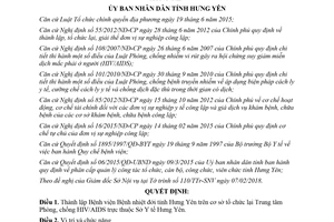 Quyết định 09/2018/QĐ-UBND thành lập Bệnh viện Bệnh nhiệt đới trực thuộc Sở Y tế Hưng Yên