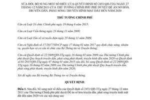 Quyết định 310/QĐ-TTg 2018 sửa đổi 2451/QĐ-TTg phê duyệt Đề án số hóa truyền dẫn