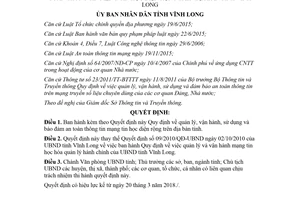 Quyết định 03/2018/QĐ-UBND quản lý vận hành bảo đảm an toàn thông tin mạng tin học Vĩnh Long