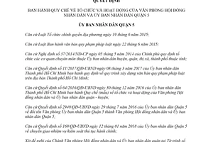 Quyết định 02/2018/QĐ-UBND quy chế tổ chức Văn phòng Hội đồng nhân dân Quận 5 Hồ Chí Minh