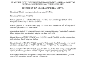 Quyết định 540/QĐ-UBND 2018 phê duyệt đơn giá hỗ trợ sản phẩm giống vật nuôi Thái Nguyên