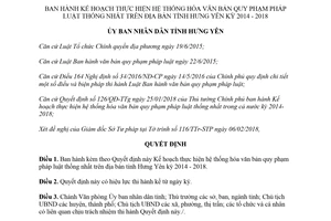 Quyết định 548/QĐ-UBND 2018 hệ thống hóa văn bản quy phạm pháp luật thống nhất Hưng Yên