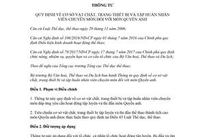 Thông tư 13/2018/TT-BVHTTDL tập huấn nhân viên chuyên môn đối với môn Quyền anh