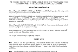 Quyết định 209/QĐ-BTC 2018 công bố thủ tục hành chính mới Quản lý công sản Bộ Tài chính