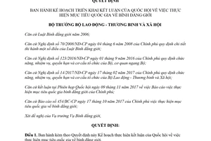 Quyết định 137/QĐ-LĐTBXH 2018 Kế hoạch triển khai thực hiện mục tiêu quốc gia về bình đẳng giới