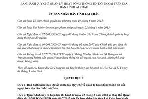 Quyết định 07/2018/QĐ-UBND quy chế quản lý hoạt động thông tin đối ngoại Lai Châu