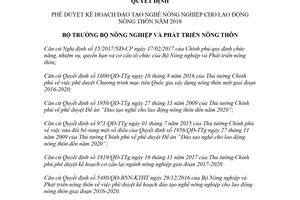 Quyết định 775/QĐ-BNN-KTHT 2018 kế hoạch đào tạo nghề nông nghiệp cho lao động nông thôn