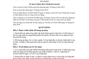 Quyết định 08/2018/QĐ-UBND phân cấp quản lý nhà nước chất lượng công trình xây dựng Hà Giang