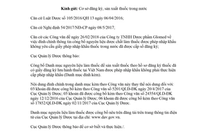 Công văn 4199/QLD-ĐK 2018 đính chính danh mục nguyên liệu làm thuốc không yêu cầu giấy phép