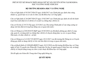 Quyết định 414/QĐ-BKHCN 2018 phê duyệt Kế hoạch triển khai chữ ký số chuyên dùng