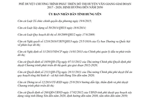 Quyết định 504/QĐ-UBND 2018 phê duyệt Chương trình phát triển đô thị Văn Giang Hưng Yên