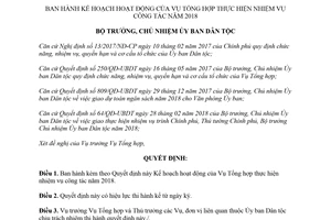 Quyết định 145/QĐ-UBDT 2018 Kế hoạch hoạt động của Vụ Tổng hợp thực hiện nhiệm vụ công tác