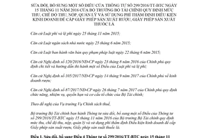 Thông tư 22/2018/TT-BTC sửa đổi Thông tư 299/2016/TT-BTC phí thẩm định điều kiện kinh doanh