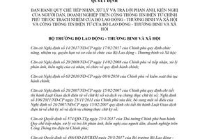 Quyết định 267/QĐ-LĐTBXH 2018 quy chế tiếp nhận kiến nghị người dân Cổng Thông tin điện tử