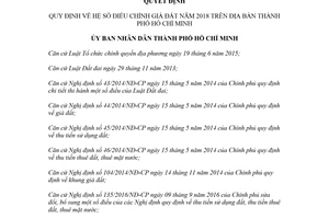 Quyết định 09/2018/QĐ-UBND quy định về hệ số điều chỉnh giá đất Hồ Chí Minh