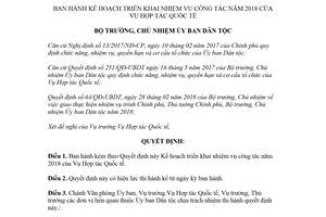 Quyết định 151/QĐ-UBDT 2018 Kế hoạch triển khai nhiệm vụ công tác Vụ Hợp tác Quốc tế