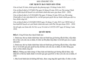 Quyết định 470/QĐ-UBND 2018 công bố thủ tục hành chính thực hiện mô hình hẹn giờ Phú Yên