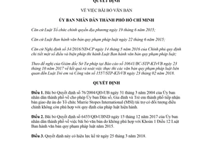 Quyết định 07/2018/QĐ-UBND bãi bỏ văn bản Hồ Chí Minh