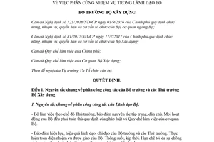 Quyết định 286/QĐ-BXD 2018 phân công nhiệm vụ trong lãnh đạo Bộ Xây dựng