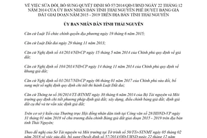 Quyết định 02/2018/QĐ-UBND sửa đổi Quyết định 57/2014/QĐ-UBND Thái Nguyên